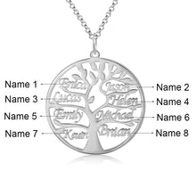 Load image into Gallery viewer, Custom 925 Sterling Silver TREE OF LIFE (up to 9) NAME Necklace
