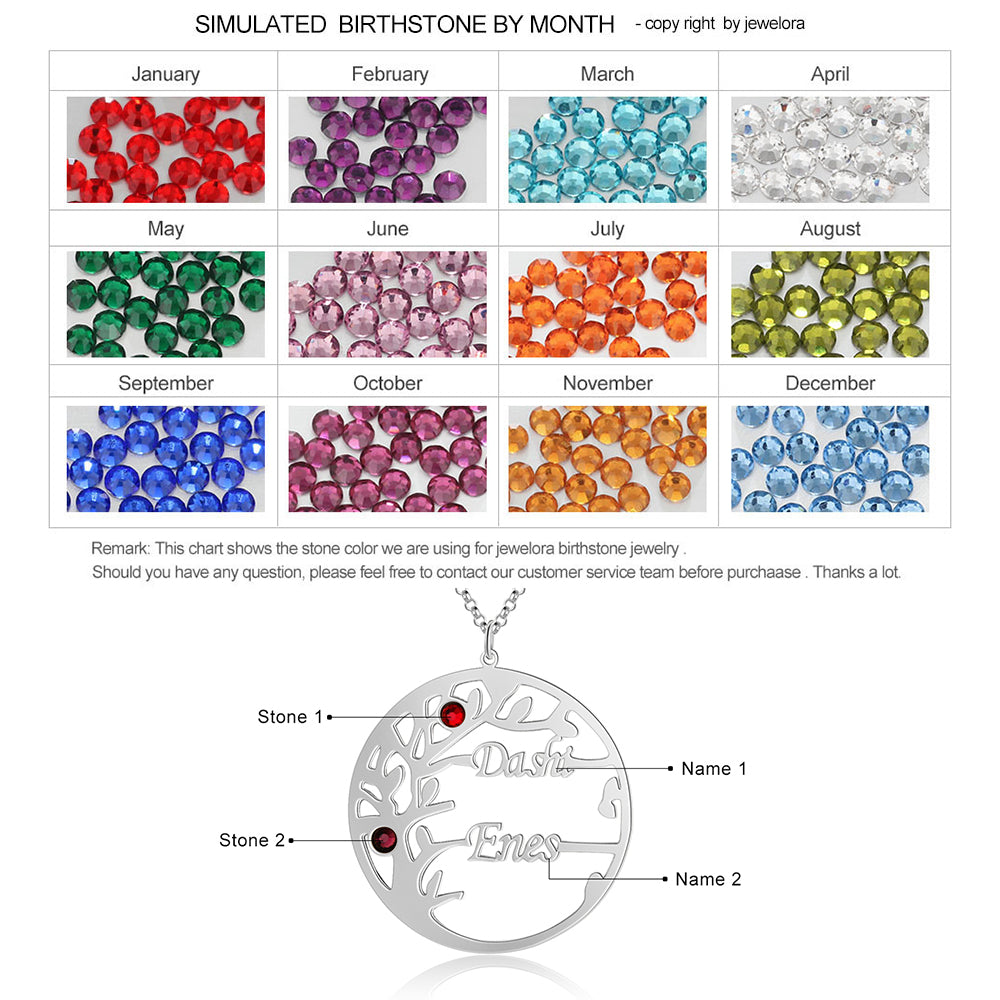 Custom TREE OF LIFE BIRTHSTONES/NAME Necklace