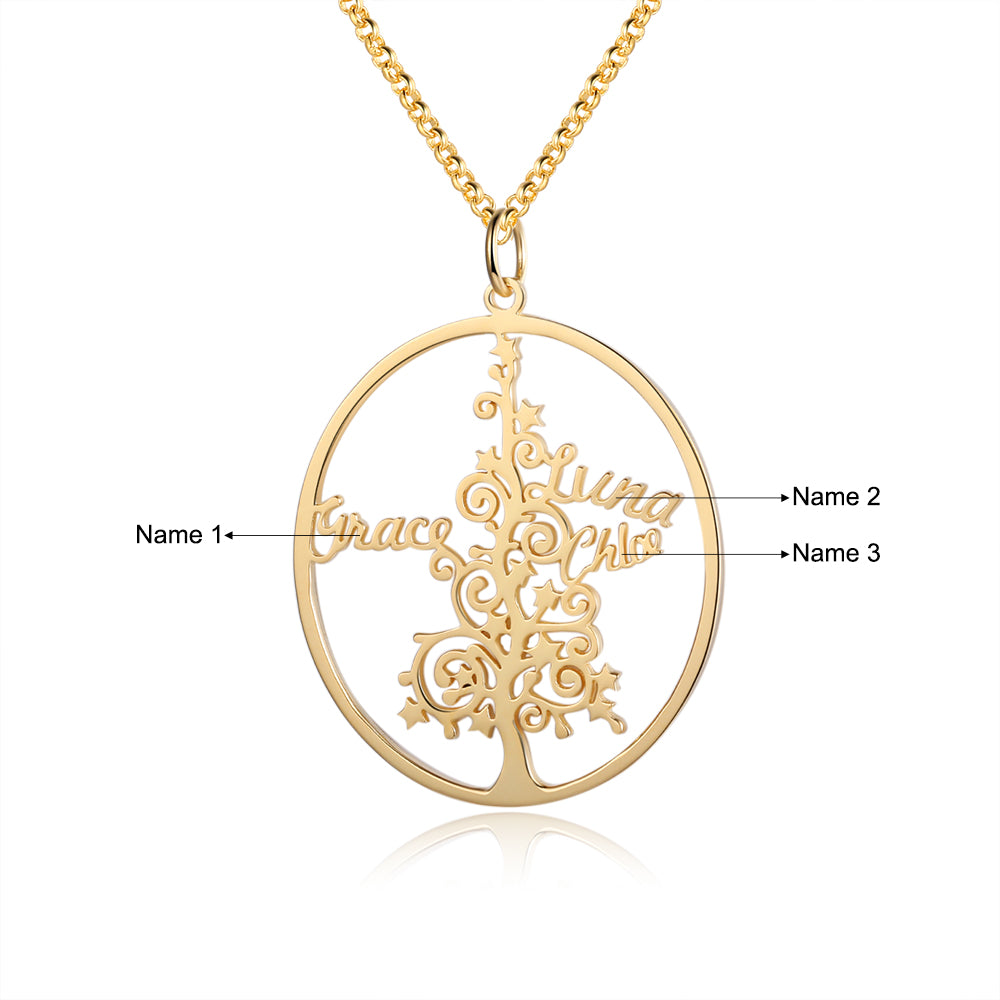 Custom CHRISTMAS TREE NAME Gold Plated Necklace