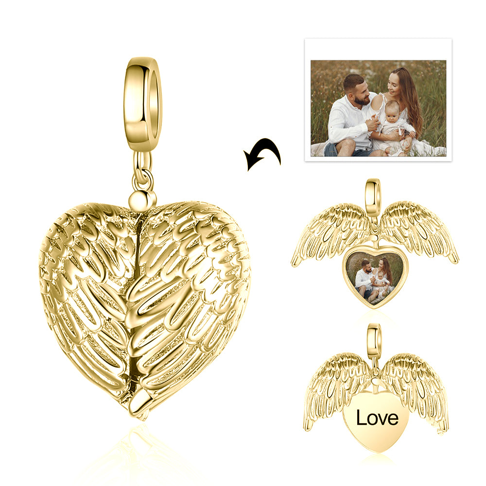 Custom 925 Sterling Silver WING PHOTO Charm