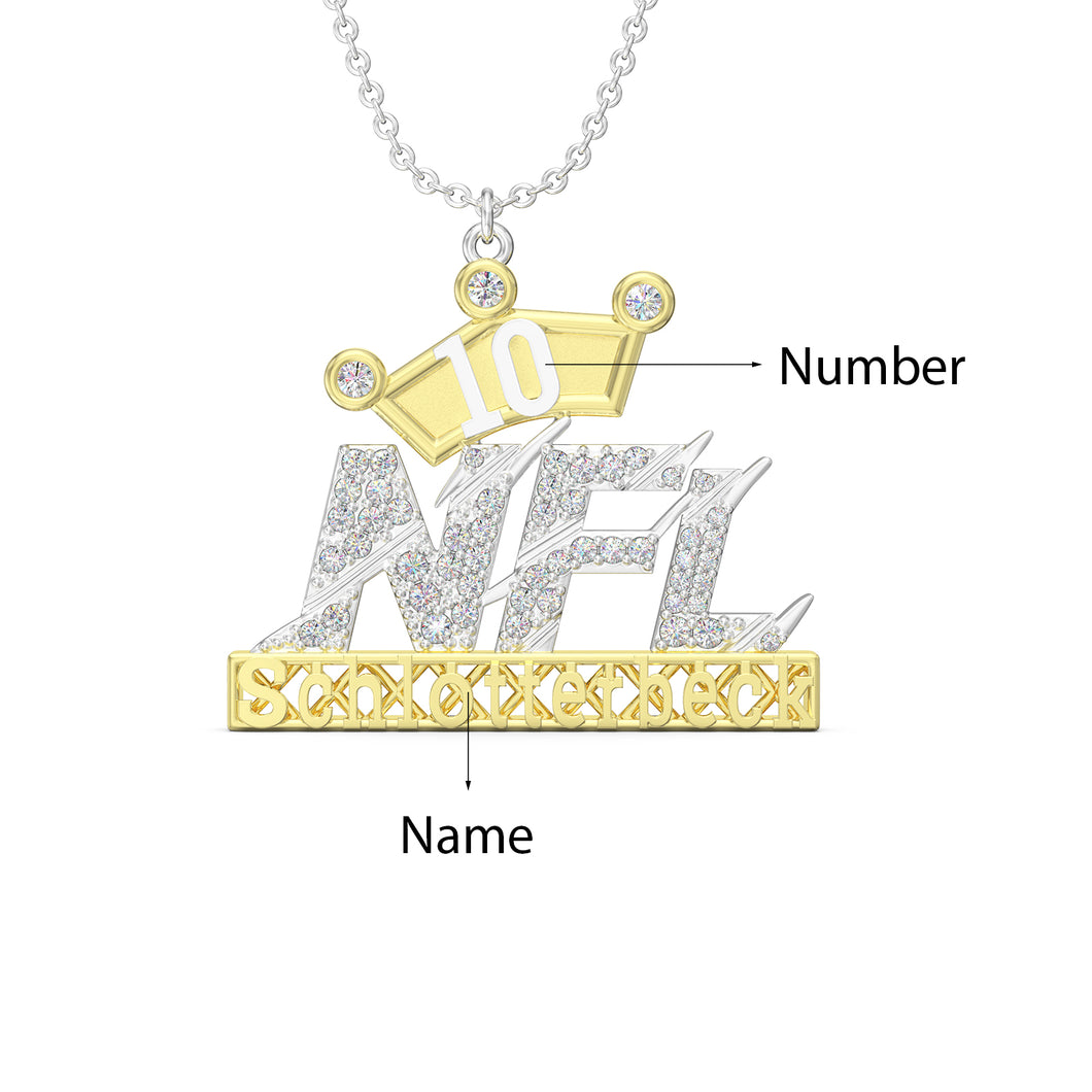 Custom 925 Sterling Silver FOOTBALL KING Necklace