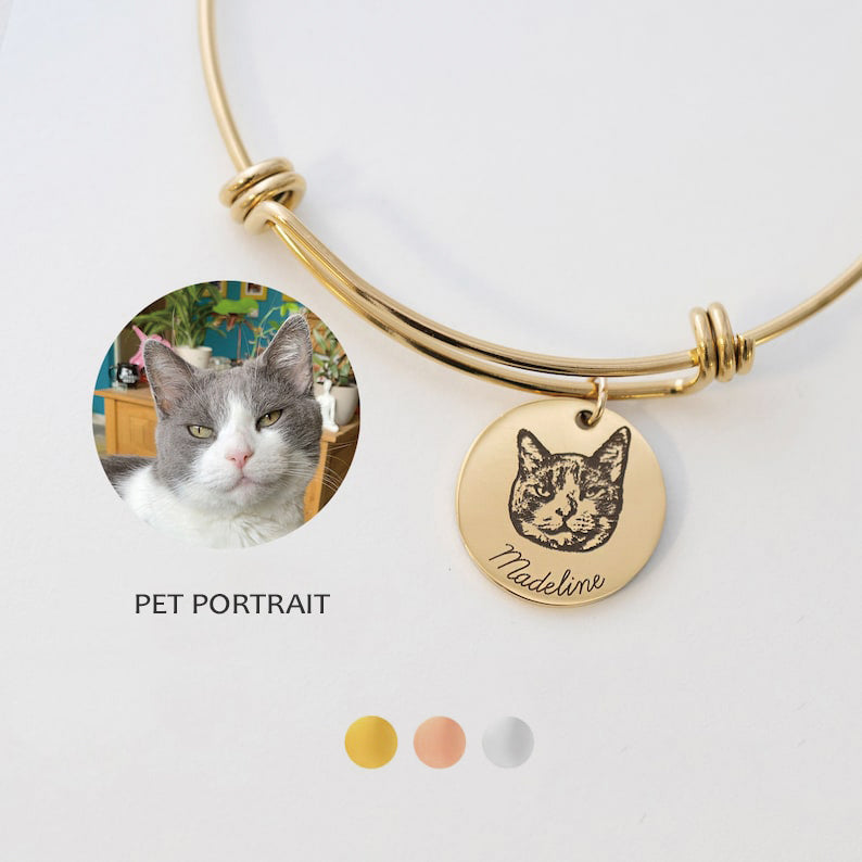 Pet Portrait Name Bangle