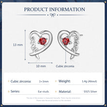 Carica l&#39;immagine nel visualizzatore di Gallery, Orecchini CUORE BIRTHSTONE personalizzati in argento sterling 925
