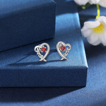 Load image into Gallery viewer, Custom 925 Sterling Silver BIRTHSTONE HEART Earrings
