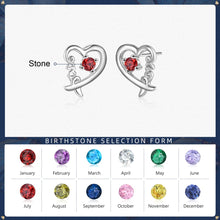 Load image into Gallery viewer, Custom 925 Sterling Silver BIRTHSTONE HEART Earrings
