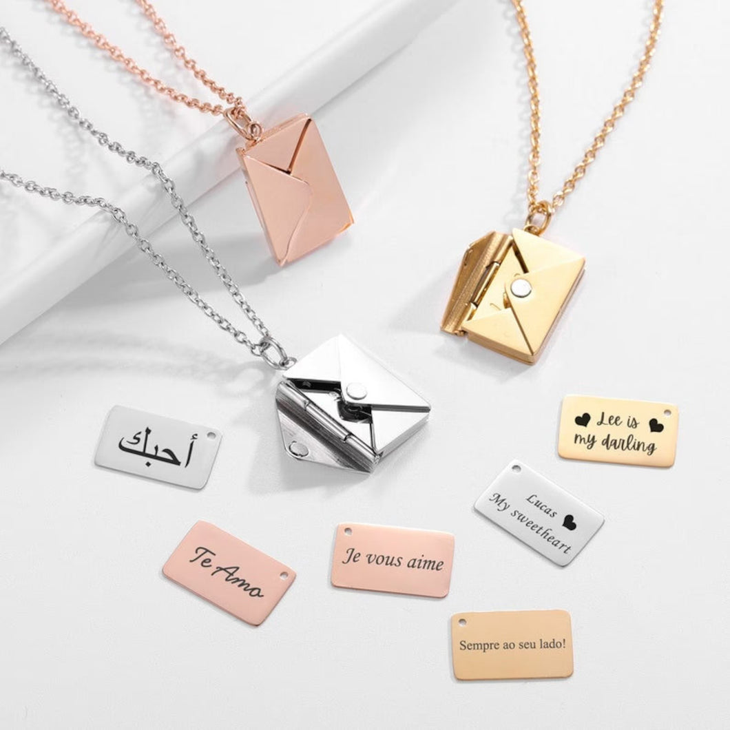 T&B Envelope Necklace with Message