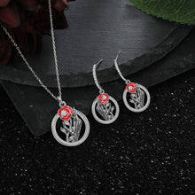 Load image into Gallery viewer, HALLOWEEN 🎃SET ROSE FLOWER🌹White Gold Plated NECKLACE with EARRINGS
