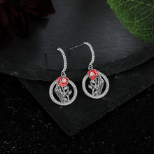 Carica l&#39;immagine nel visualizzatore di Gallery, HALLOWEEN 🎃SET ROSE FLOWER🌹COLLANA Placcata Oro Bianco con ORECCHINI
