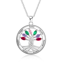 Load image into Gallery viewer, Custom 925 Sterling Silver TREE OF LIFE 7 BIRTHSTONES Necklace
