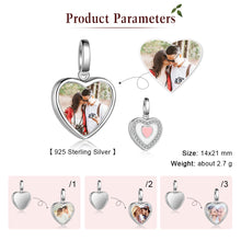 Load image into Gallery viewer, Custom 925 Sterling Silver PINK HEART PHOTO PENDANT Necklace
