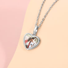 Load image into Gallery viewer, Custom 925 Sterling Silver PINK HEART PHOTO PENDANT Necklace
