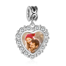 Load image into Gallery viewer, Custom 925 Sterling Silver CLASSIC HEART PHOTO Bracelet Dangle Charm
