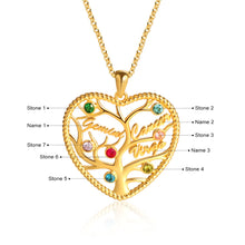 Load image into Gallery viewer, Custom FAMILY TREE BIRTHSTONES/NAME - Gold/White/Rose Plated - Necklace
