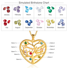 Load image into Gallery viewer, Custom FAMILY TREE BIRTHSTONES/NAME - Gold/White/Rose Plated - Necklace
