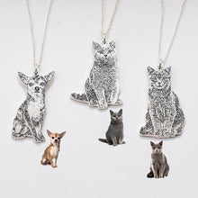 Carica l&#39;immagine nel visualizzatore di Gallery, Collana RITRATTO DEL CORPO DELL&#39;ANIMALE DOMESTICO personalizzato in argento sterling 925
