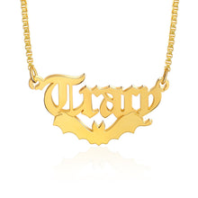 Load image into Gallery viewer, Custom HALLOWEEN🎃 BAT🦇NAME G/W/R Plated Necklace
