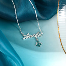 Load image into Gallery viewer, Custom CHRISTMAS TREE NAME White Gold Plated Necklace
