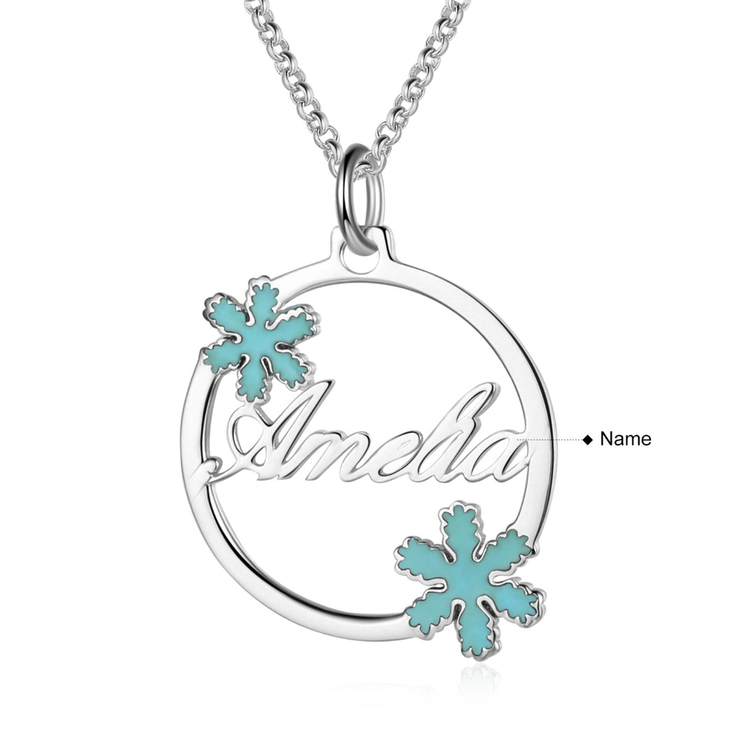 Custom CHRISTMAS SNOW FLOWER Necklace