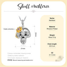 Load image into Gallery viewer, Custom HALLOWEEN🎃 BIRTHSTONE💎DAISY🏵️SKULL💀 Pendant G/W Plated Necklace
