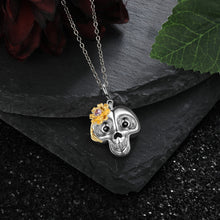 Load image into Gallery viewer, Custom HALLOWEEN🎃 BIRTHSTONE💎DAISY🏵️SKULL💀 Pendant G/W Plated Necklace
