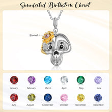 Load image into Gallery viewer, Custom HALLOWEEN🎃 BIRTHSTONE💎DAISY🏵️SKULL💀 Pendant G/W Plated Necklace
