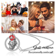 Carica l&#39;immagine nel visualizzatore di Gallery, HALLOWEEN🎃 ​​HAND ROSE🌹FLOWER Collana placcata oro bianco
