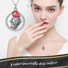 Carica l&#39;immagine nel visualizzatore di Gallery, HALLOWEEN🎃 ​​HAND ROSE🌹FLOWER Collana placcata oro bianco
