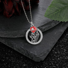 Load image into Gallery viewer, HALLOWEEN🎃 HAND ROSE🌹FLOWER White Gold Plated Necklace
