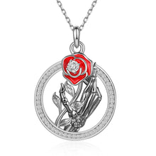 Carica l&#39;immagine nel visualizzatore di Gallery, HALLOWEEN🎃 ​​HAND ROSE🌹FLOWER Collana placcata oro bianco
