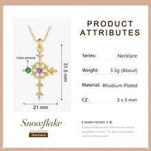 Carica l&#39;immagine nel visualizzatore di Gallery, SNOWFLAKE CROSS Collana placcata rodio
