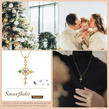 Load image into Gallery viewer, SNOWFLAKE CROSS Rhodium Plated  Necklace
