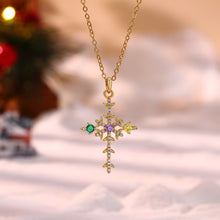 Carica l&#39;immagine nel visualizzatore di Gallery, SNOWFLAKE CROSS Collana placcata rodio
