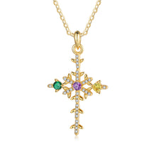 Load image into Gallery viewer, SNOWFLAKE CROSS Rhodium Plated  Necklace
