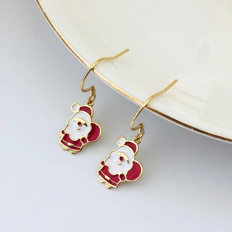 925 Sterling Silver SANTA CLAUS Earring